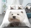 Set copripiumino per cani 3D Set letto West Highland White Terrier Biancheria da letto bianca Bambini Ragazzi Ragazze Copripiumino per animali domestici carino 3 pezzi Dropship 201210