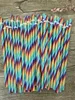 230mm PP plast Seven-Färg Striped Rainbow Straws Färgstrålar kan återvinnas