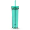 Local Warehouse! 25pcs Lot 16oz Acrylic Skinny Tumblers with Straw Lid Double Walled Clear Plastic Skinny Tumblers Transparent Water Bottles