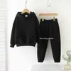Baby Girl Boy Cotton Clothes Set Hoodie + Pant 2PCS Warm Fleece Fodera Bambino Sport Loungewear Suit Inverno Primavera Autunno 211224