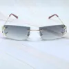 2022 Usine En Gros Nouveau Vintage Lunettes De Soleil Sans Monture Petit Carré Grand C Designer Sun Cool Rapper Shades Lunettes De Fête Gafas De Sol