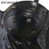 She'sModa PU Leather Rivet Bralet Reggiseno bustier da donna Night Club Party Top corto Vest Plus Size T200729