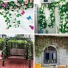 240 cm Artificial seda rosa decorações de casamento ivy videira falsa flores arco decoração com folhas verdes pendurando festão da parede suprimentos