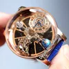 V2 Statisk version Swiss Quartz Mens Titta på astronomiska Tourbillon Skeleton Aventurine Dial Epic X Chrono Cr7 Steel Rose Gold Hello9215497