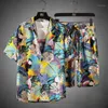 Hommes ensemble à manches courtes chemise hawaïenne et Shorts été décontracté chemise à fleurs plage deux pièces costume 2020 nouvelle mode hommes ensembles S-5XL1