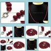 Colliers de perles Pendentifs Bijoux Naturel 8X10Mm Brésil Rouge Rubis À Facettes Rondelle Gemmes Collier De Perles 18 Drop Delivery 2021 956El