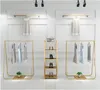 Light luxury clothing display rack Commercial Furniture women's cloth store racks upper floor type side hanging show shelf218n