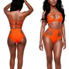 Ventas calientes Black Women Vendaje Vendaje Bikinis High Cintura Traje de baño Mujer Hallow Out Swimsuit Sexy Maillot Trajes de baño T200509