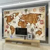 Винтажная карта World Wine Splitper 3D стереорезая рельефные обои обои ресторана бар KTV гостиная телевизор фона стены декор настенные стены