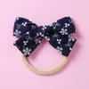 Baby Bows Headband Cotton Linen Girls Embroidery Head Bands Thin Nylon Infant Spring Summer Hair Accessories Newborn Hairbands