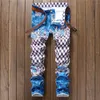 slim jeans pants for men cotton skinny printed jeans men nightclubs singers European and American style fashion 586 201123