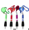 Retractable Badge Reel Ballpoint Pen Belt Clip Key chain with Carabiner Key ring Lanyard Pen School Office Supplies GC775