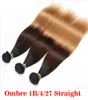 Brazilian Body Wave Two Tone Color Ombre Human Remy Hair Weaves T1B/27 T1B/30 T1B/99J Brown Burgundy Red Double Wefts