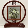 Free DHL Chinese Decorations Office Home Accessories Table Ornaments Hand Silk Embroidery Patterns Bubinga Wood Frame Wedding Birthday Gift