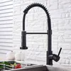 Quyanre Matte Black Kitchen Sink Kaucet Dra ner Single Handle Mixer Tap 360 Rotation Torneira Cozinha 220125