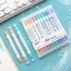 12 Pcs/Set Double Headed Highlighters Stationery Mild Highlighters Pens Colored Drawing Painting Highlighter Art Marker Pens WDH1197 T03