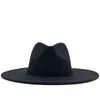 Bred Brim Fedora Hat for Women Solid Color Wool Felt Hat For Men Autumn Winter Panama Gamble Grey Jazz Cap 2010286307494