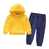 ZWF1445 Primavera Autunno Bambini Ragazze in cotone Neonati maschi Abbigliamento Completo Bambini Sport Felpe con cappuccio Pantaloni 2 pezzi / set Tute bambino 211224