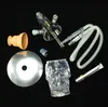 Transparante schedel acryl waterpijp bong set met led licht kom houtskool houder slang shisha narguile chicha rokende waterleidingen 4 kleuren