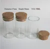 1000 x 15 ml Récipient en verre vide avec liège en bois 15 cc Bouché Tube Échantillon Flacon 27 * 50 mm Bouteille de récipients transparents