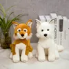 Nouveau 28cm Simulation Fox Dog Peluche Creative Réaliste Animal Assis Poupées En Peluche Peluches pour Enfants Fille Cadeau D'anniversaire LJ201126