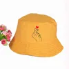Finger hjärta print hink hattar sommar pop hajuku kvinnor män fiskare hatt utomhus solskydd keps fiskehatt y220301