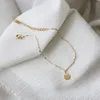 Einfacher und kleiner Mini Goodluck kleines Goldmünzenstern -Lichtarmband Edelstahl mit 18K Gold7608052 plattiert