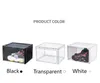 Épaissir la boîte à chaussures en plastique transparent Boîte de rangement pour chaussures de sport anti-poussière Flip Transparent Sneaker Box Boîtes empilables pour organisateur de bottes Noir Blanc