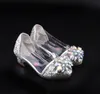 Fashion Crystal Bright Diamond Leather Shoes Girl Princess Single Performance High Heels 220211