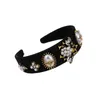Pearl Crystal Headband for Woman Vintage Simulated Bumble Bee Fabric Hair Band Bride Wedding Accessories2415841