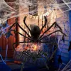 200 cm Plush Giant Spider Halloween Decoration 6.6 ft Black Hairy Spiders Horror Haunted House Garden Props Party Decor Y201006