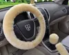 Wool Plush Car Steering Wheel Cover Gearshift Handbrake Protector Soft Winter Warm Supplies Comfortable Auto Interior Accessory
