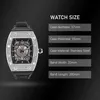 MISSFOX 2021 New Arrival Tonneau Herrklockor Iced Out Full Diamond Rubber Armband Watch Hollow Urtavla Design Lyx Sport Man Klocka