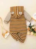 Baby Striped Striped Print 3D Oree Design Design Hooded Jumpsuit She