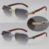 2022 New Limited edition Model Micro-paved Diamond Sunglasses Original Wood Rimless SunGlasses 18K Gold C Decoration Male Female L154z