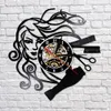 Прическа красоты салон виниловые рекордные настенные часы волос стилист салон парикмахера магазин ретро черные настенные часы парикмахерские подарки для женщины 201118