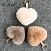 Keychains Fur Keychain Fluffy Real Heart Keyrings For Women's Charm Bag Holder Car Trinkets Accessories Pendant Chains1