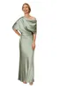 Simple Satin Sirène Mère De La Mariée Robes Une Épaule Étage Longueur Formelle Robes De Soirée À Volants De Mariage Invité Dress286Y