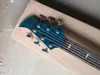 Custom Shop 6 strängar Ocean Blue Bass Gitarr Flamed Maple Top Guitar Aktiv Pickups Chrome Hardware Kina Bassgitarrer