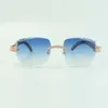 2022 Bouquet Diamond Sonnenbrille 3524014 mit natürlichen Pfauenholzgläsern und geschliffenen Gläsern der Stärke 3,0