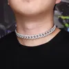 Mens smycken hiphop ised ut kubansk länkkedja rapper lyxdesigner halsband diamant choker real 14k guld pläterad mycket bling chri2111253