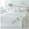 Korean pure cotton princess bubble embroidery patchwork quilt colcha edredones full queen king size 3pcs bed cover/bedspread YW 201021