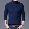 Męskie Swetry 2022 Zima Wysoka Neck Warm Krój Sweter Mężczyźni Pullover Boże Narodzenie Marka Slim Fit Male Knitwear