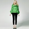 [EAM] chaqueta de plumón verde Multicolor de ajuste holgado, Parkas cálidas de manga larga con cuello levantado para mujer, moda primavera otoño 1B811 210204
