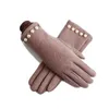 Luksusowe zima zima plus aksamit wewnętrzny ekran dotykowy rękawiczki Pearl dekoracja kaszmirowa mieszanka gęstość żeńska elegancka hepe ciepłe rękawiczki
