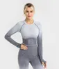 New Seamless Yoga Outfits Women Yoga Set Workout Sportswear Woman Gym Clothing Fitness Long Sleeve Crop Top High Waist Leggings Sports Suits