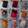 9styles söt dubbel päls boll båge hattar baby pom pom beanie cap toddler barn baby vinter varm hakade stickade parti kepsar