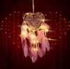 Dreamcatcher Christmas Pierced Heart Pandents Vind Chimes Handgjorda Nordic Dream Catcher Wall Hängande Craft Present Hem Dekoration LSK2025