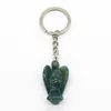 Natursten KeyRings Crystal Agate Stone Carved Angel Key Chain Jade Opal Green Aventurine Turkos Nyckelringar