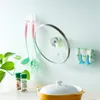 Wall Hanging Type Pot Lid Holder Multipurpose Plastic Double-Sided Tape Storage Rack Solid Popular With Blue White Green Color 0 89jy J1